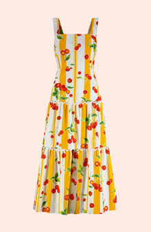 Cherry Printed Cotton Tiered Dress | Mango Multi