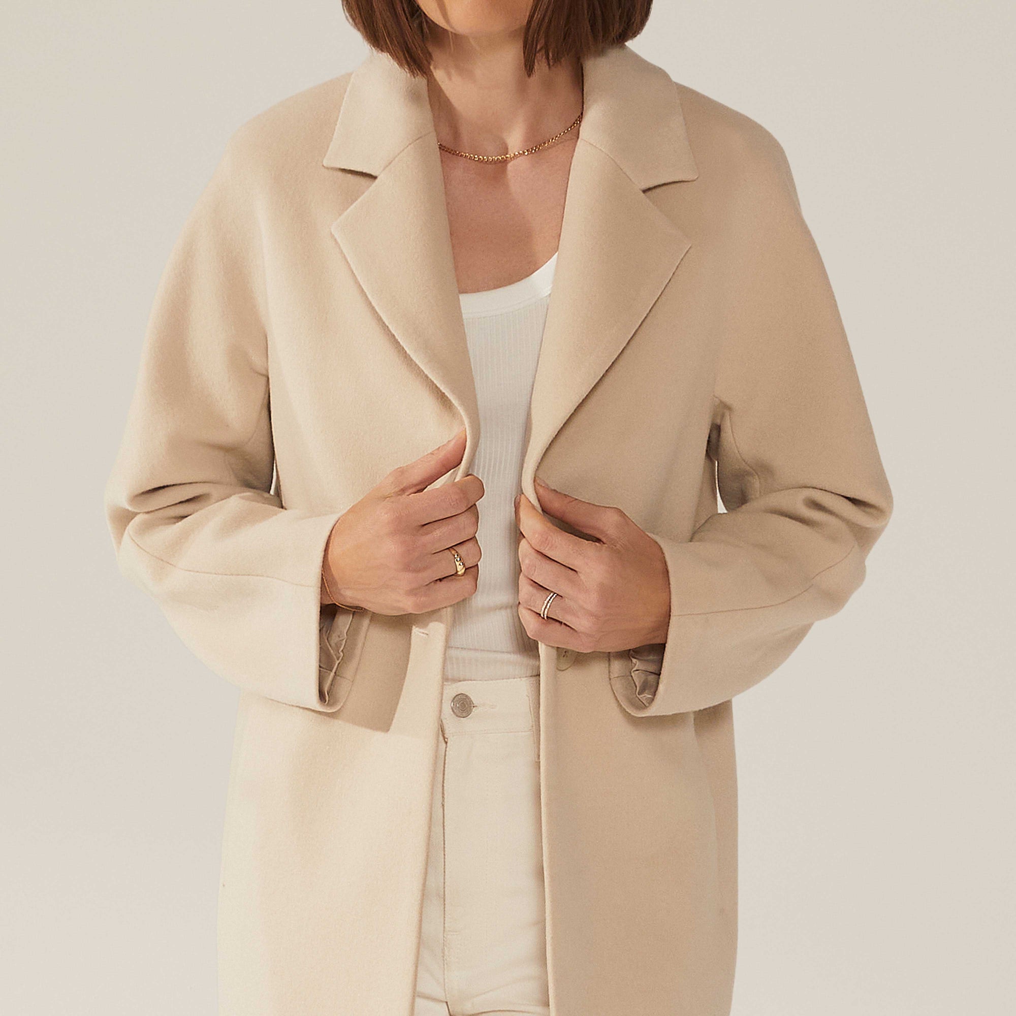 Womens | Risa Cashmere-Wool Button Down Coat | Beige