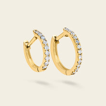 Womens | 14K Solid Yellow Gold | Half Pave Huggie Earrings | 0.20 CTW Diamonds