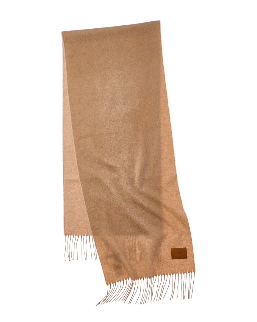 Vince | Unisex | Double-Face Solid Long Leather-Trim Wool & Cashmere-Blend Scarf | Brown