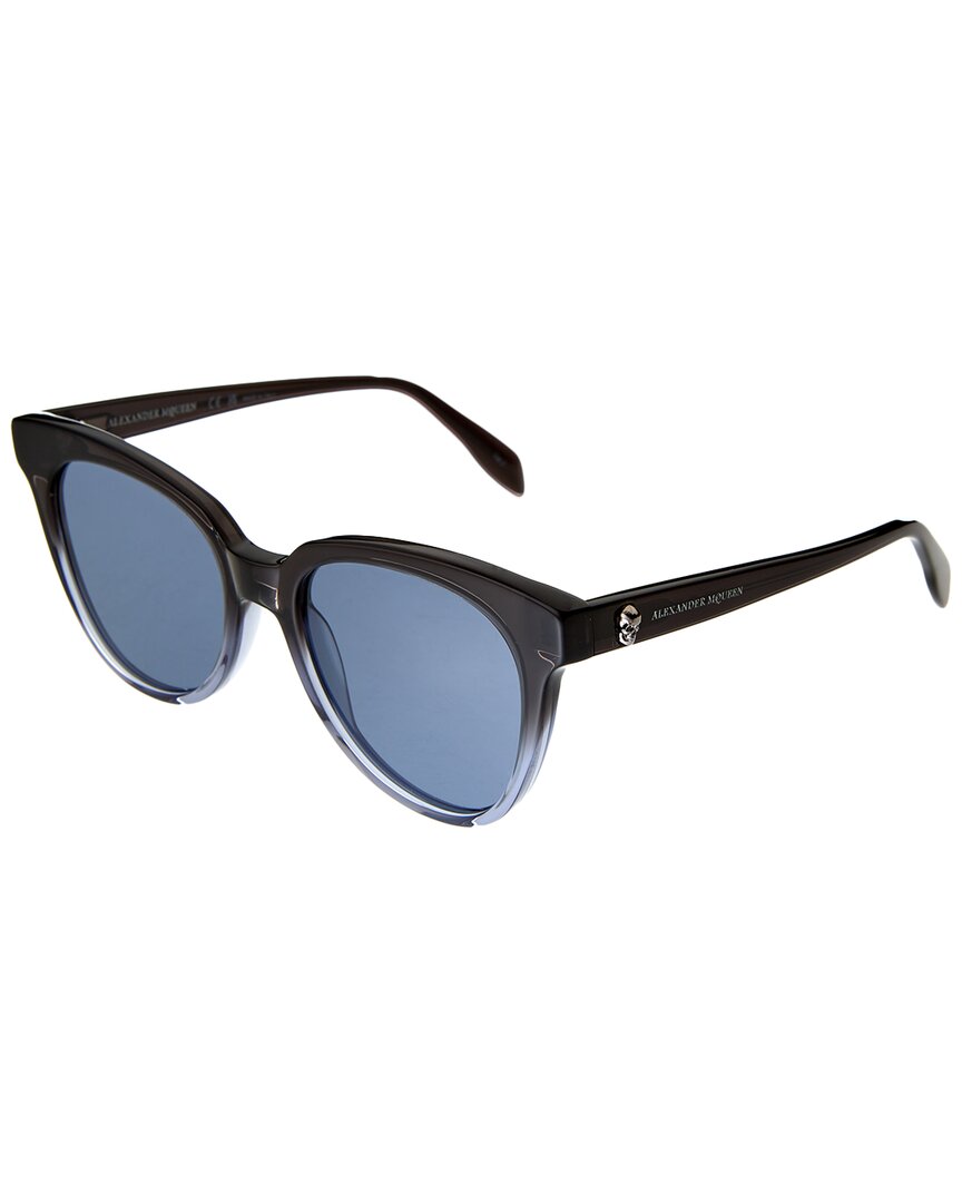 Alexander McQueen | Womens | AM0159S 53mm Sunglasses | Grey | Blue Lens