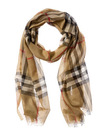 Burberry | Womens | DNU PACK Check Print Wool & Silk-Blend Scarf | Beige