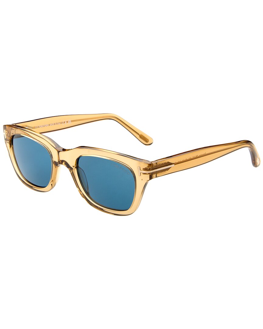 Tom Ford | Mens | 50mm Sunglasses | Shiny Light Brown | Blue Lens