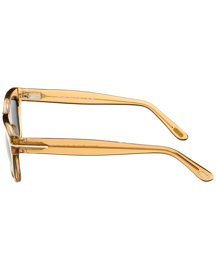 Tom Ford | Mens | 50mm Sunglasses | Shiny Light Brown | Blue Lens