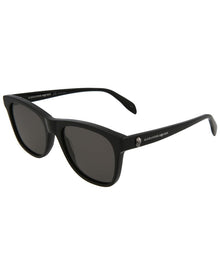 Alexander McQueen | Unisex | AM0158S 54mm Sunglasses | Shiny Black | Grey Lens