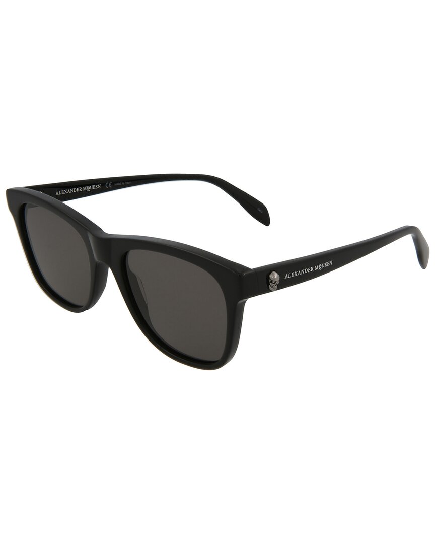 Alexander McQueen | Unisex | AM0158S 54mm Sunglasses | Shiny Black | Grey Lens
