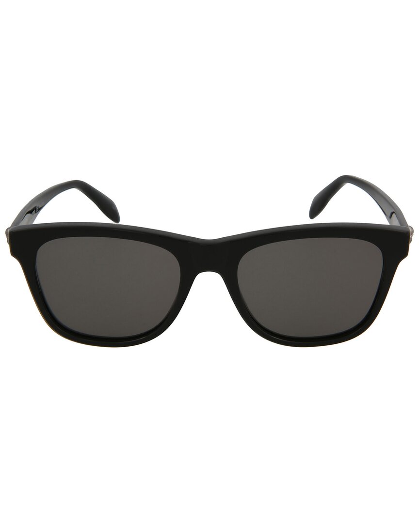 Alexander McQueen | Unisex | AM0158S 54mm Sunglasses | Shiny Black | Grey Lens