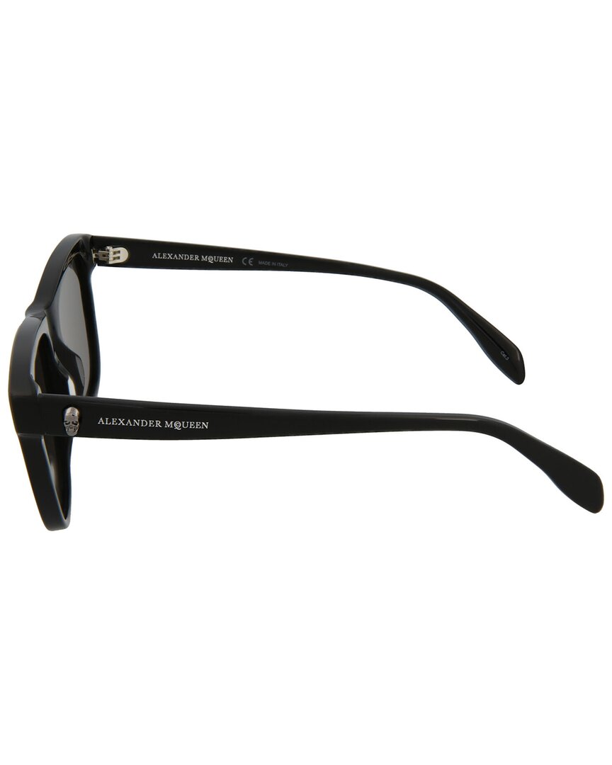 Alexander McQueen | Unisex | AM0158S 54mm Sunglasses | Shiny Black | Grey Lens