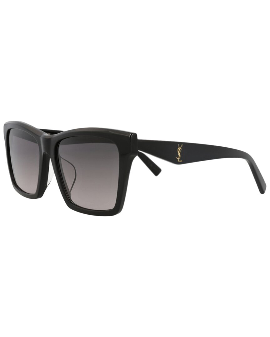 Saint Laurent | Unisex | 58mm Sunglasses | Shiny Black | Grey Gradient Lens