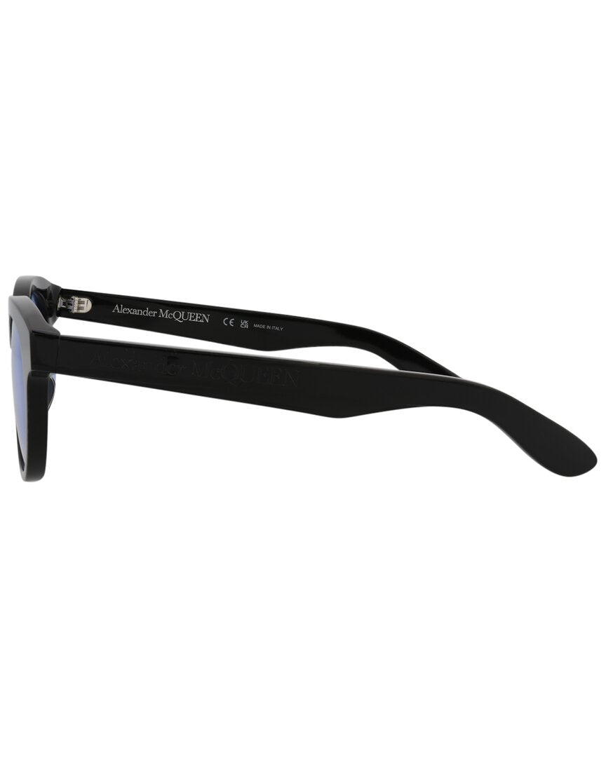 Alexander McQueen | Unisex | AM0383S 51mm Sunglasses | Black | Blue Lens