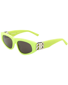 Balenciaga | Womens | BB0095S 53mm Sunglasses | Shiny Solid Fluo Yellow | Grey Tinted Lens