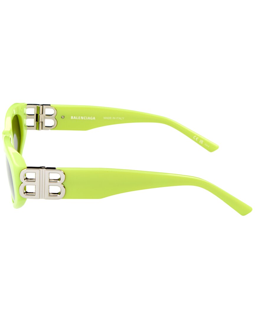 Balenciaga | Womens | BB0095S 53mm Sunglasses | Shiny Solid Fluo Yellow | Grey Tinted Lens