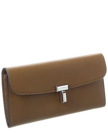TOTEME | Womens | T-Lock Leather Continental Wallet | Brown