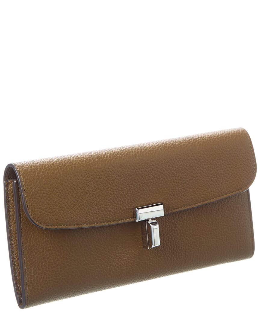 TOTEME | Womens | T-Lock Leather Continental Wallet | Brown