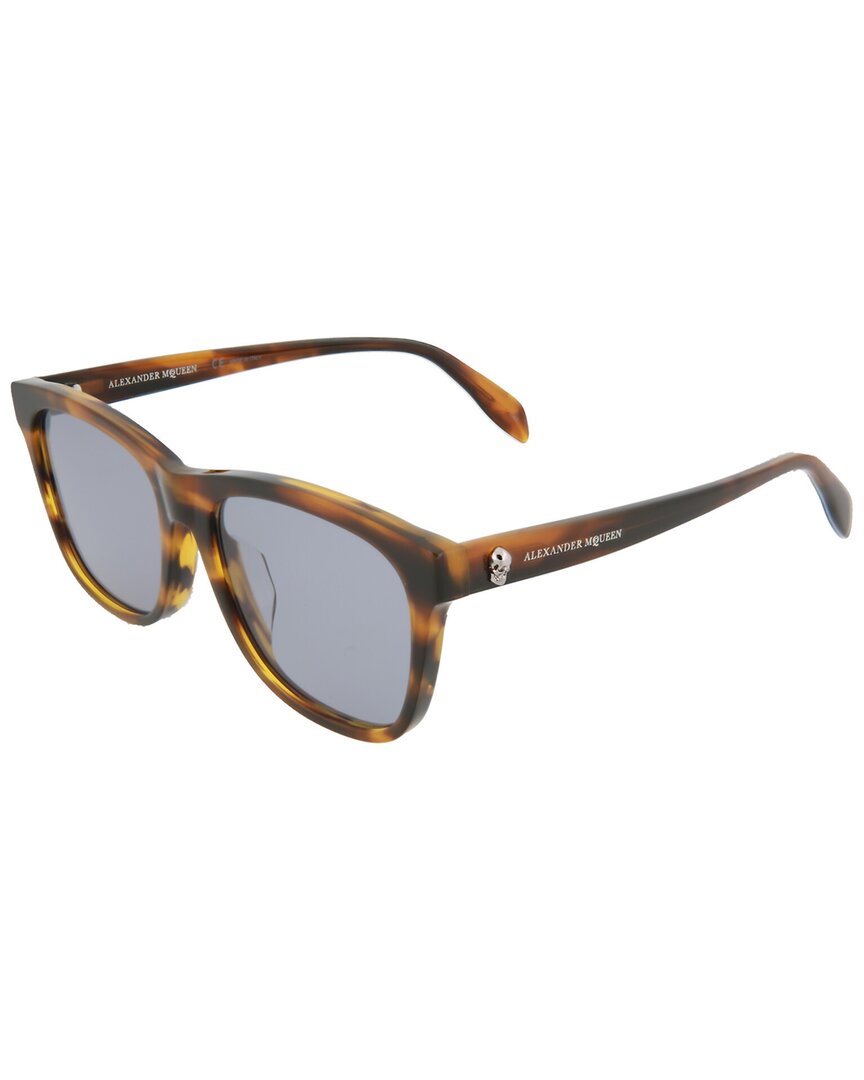 Alexander McQueen | Unisex | AM0158SA 56mm Sunglasses | Yellow/Blue | Blue Lens
