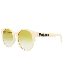 Alexander McQueen | Womens | AM0349SA 55mm Sunglasses | Shiny Ivory | Yellow Gradient Lens