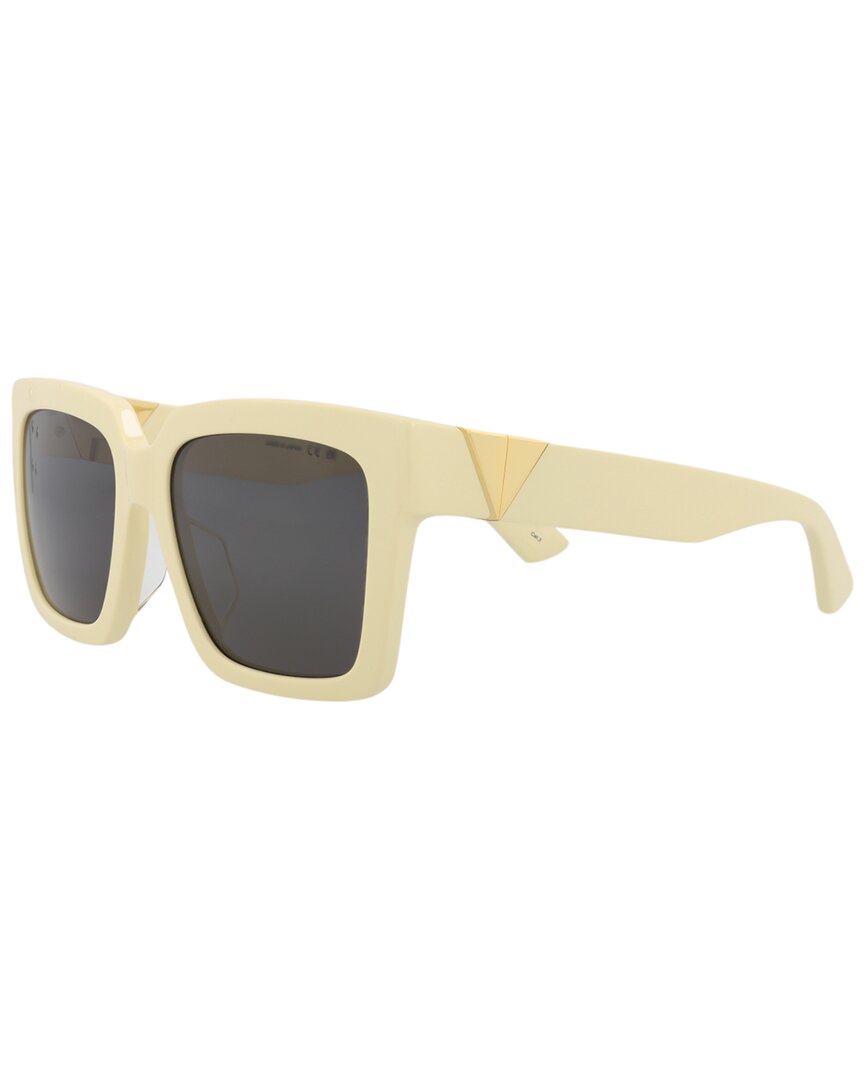 Bottega Veneta | Womens | 55mm Sunglasses | Shiny Yellow Butter | Grey Tinted Lens