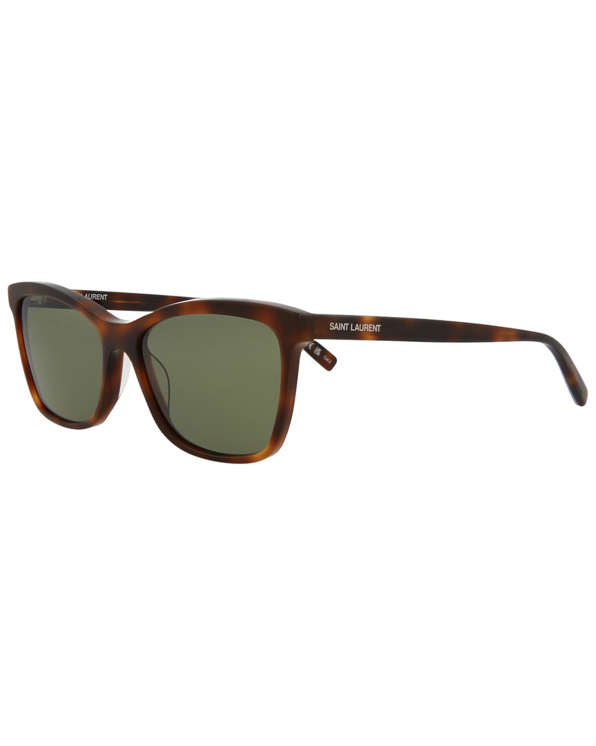 Saint Laurent | Womens | SL502 56mm Sunglasses | Havana Green | Green Lens