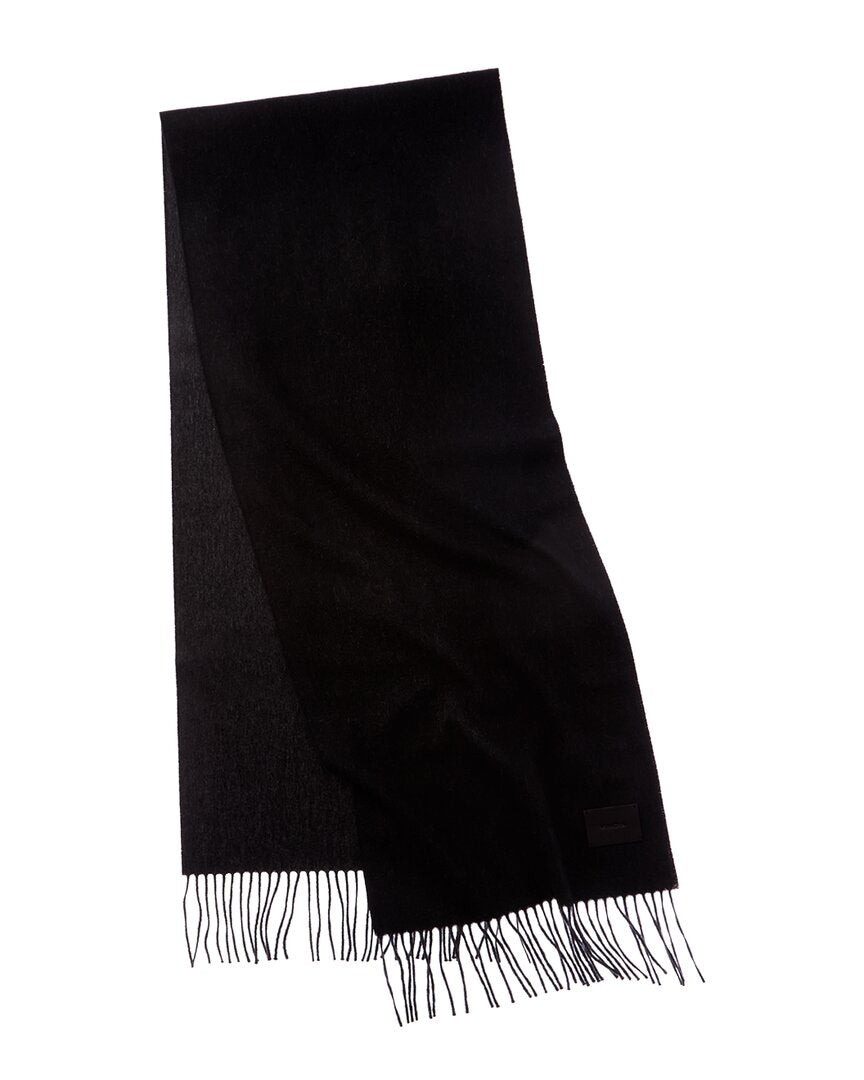 Vince | Unisex | Double-Face Solid Long Leather-Trim Wool & Cashmere-Blend Scarf | Black