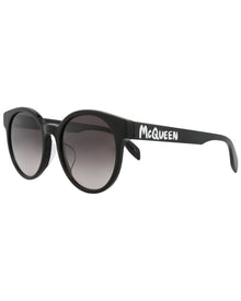 Alexander McQueen | Womens | AM0349SA 55mm Sunglasses | Shiny Black | Grey Gradient Lens