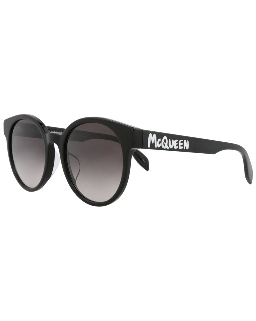 Alexander McQueen | Womens | AM0349SA 55mm Sunglasses | Shiny Black | Grey Gradient Lens