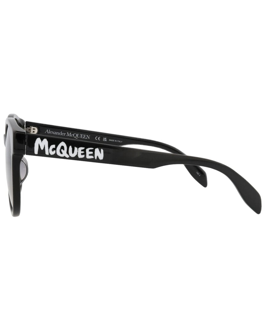 Alexander McQueen | Womens | AM0349SA 55mm Sunglasses | Shiny Black | Grey Gradient Lens