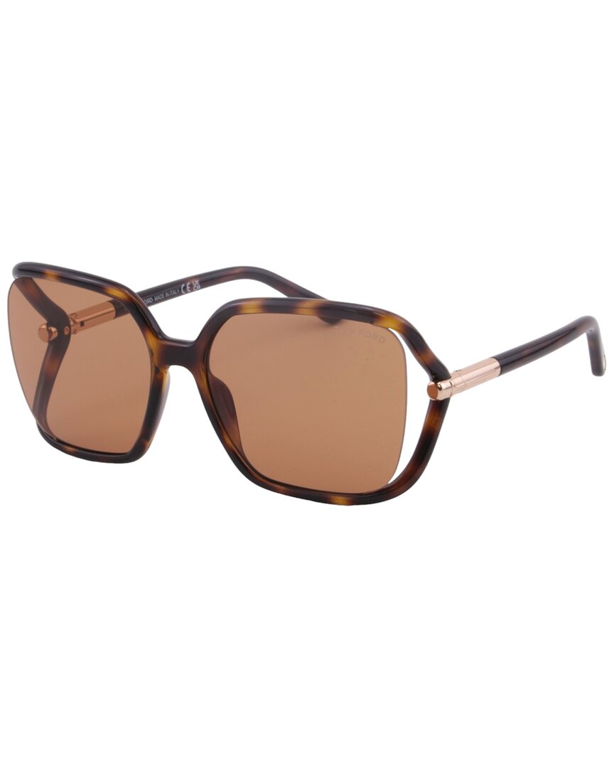 Tom Ford | Womens | Solange 60mm Sunglasses | Dark Havana | Brown Lens