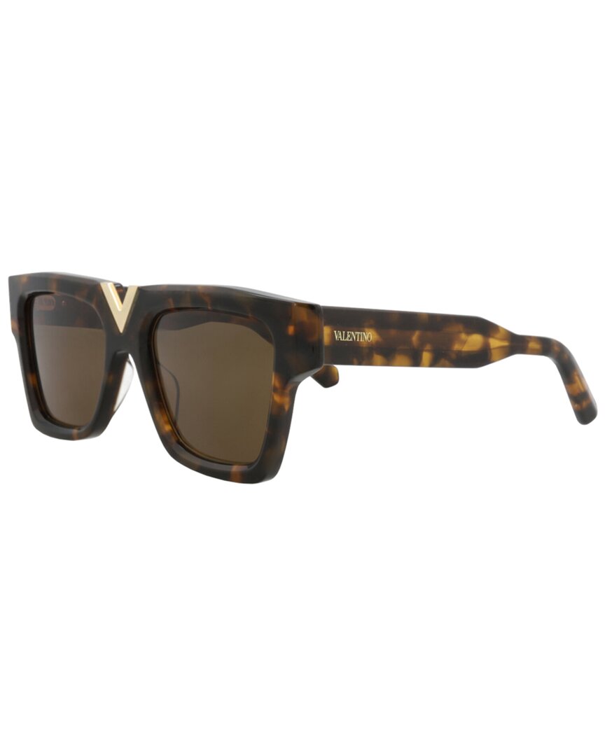 Valentino | Womens | VLS-162B51 51mm Sunglasses | Brown Tortoise/Light Gold | Medium Grey Flash Silver AR Lens
