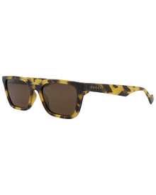 Gucci | Mens | GG1539S 55mm Sunglasses | Shiny Opal Yellow Spotted Havana | Brown Tinted Lens