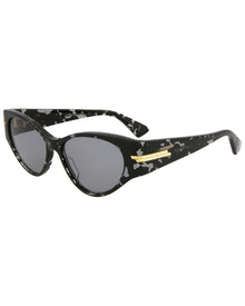 Bottega Veneta | Womens | 55mm Sunglasses | Shiny Spotted Havana Black Crystal | Light Grey Tinted Lens