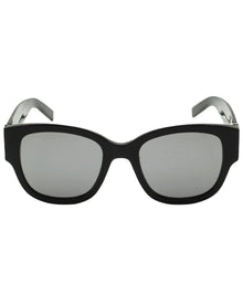 Saint Laurent | Womens | 54mm Sunglasses | Shiny Black | Grey/Mirror Silver Lens