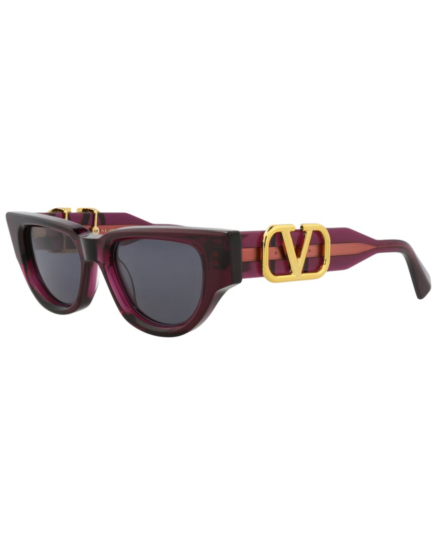 Valentino | Womens | VLS-103D50 50mm Sunglasses | Crystal Purple/Yellow Gold | Medium Grey Lens
