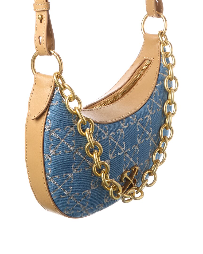 Off-White | Womens | Hemisphere Denim & Leather Shoulder Bag | Blue