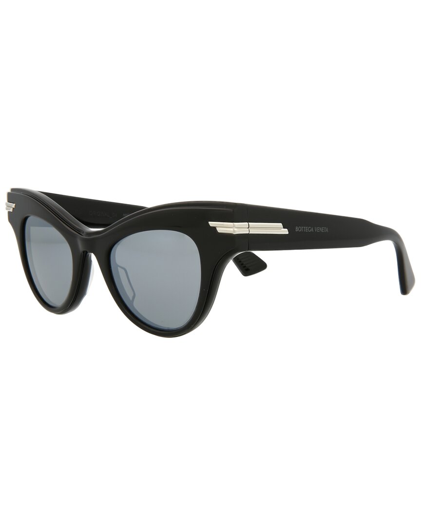 Bottega Veneta | Womens | BV1004S 47mm Sunglasses | Black/Silver | Grey Lens