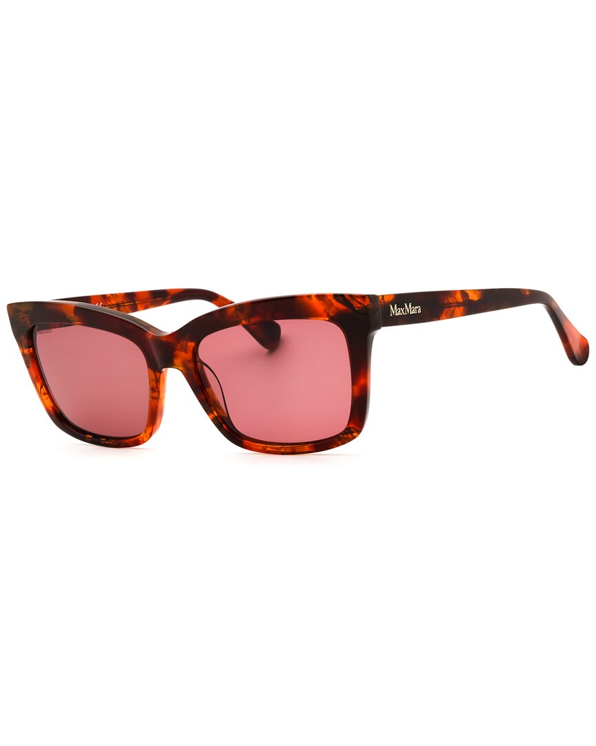 Max Mara | Womens | MM0010 55mm Sunglasses | Red Havana | Bordeaux Lens