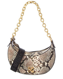 Off-White | Womens | Hemisphere Snake-Embossed Leather Hobo Bag | Brown
