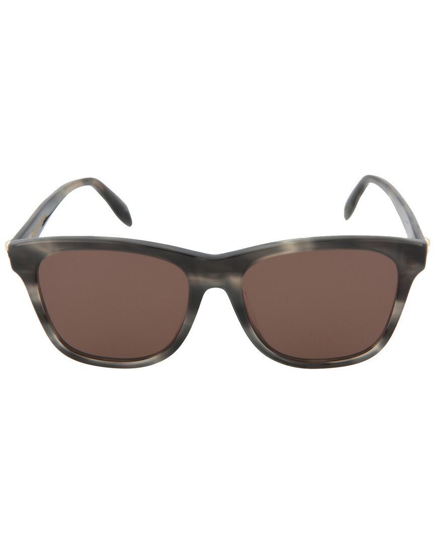 Alexander McQueen | Unisex | AM0158S 54mm Sunglasses | Grey | Brown Lens