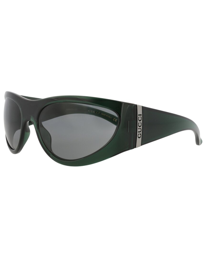 Gucci | Mens | GG1575S 63mm Sunglasses | Shiny Transparent Green | Grey Tinted Lens