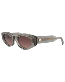 Valentino | Unisex | VLS-101C 51mm Sunglasses | Translucent Grey/White Gold | Dark Rose Gradient Lens