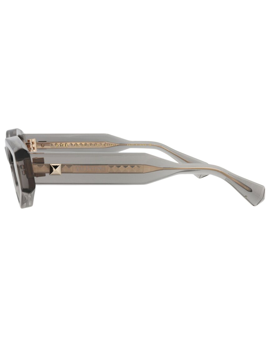 Valentino | Unisex | VLS-101C 51mm Sunglasses | Translucent Grey/White Gold | Dark Rose Gradient Lens
