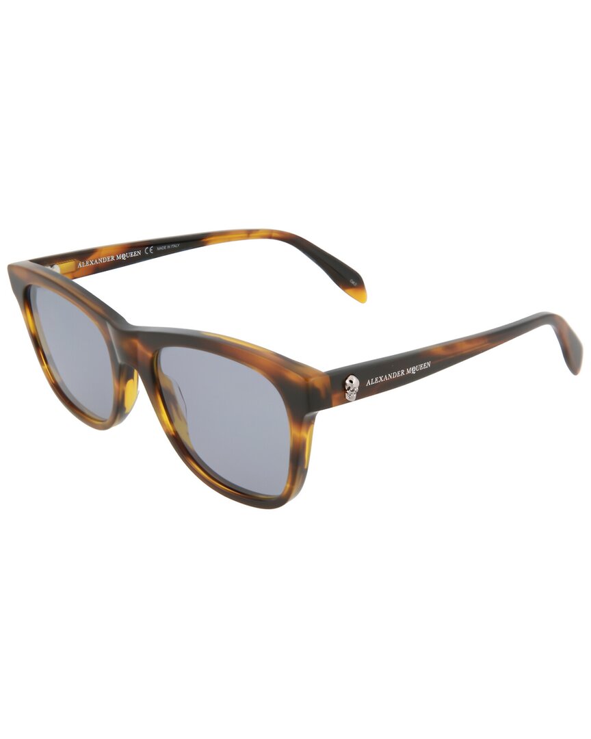 Alexander McQueen | Unisex | AM0158S 54mm Sunglasses | Yellow/Blue | Blue Lens