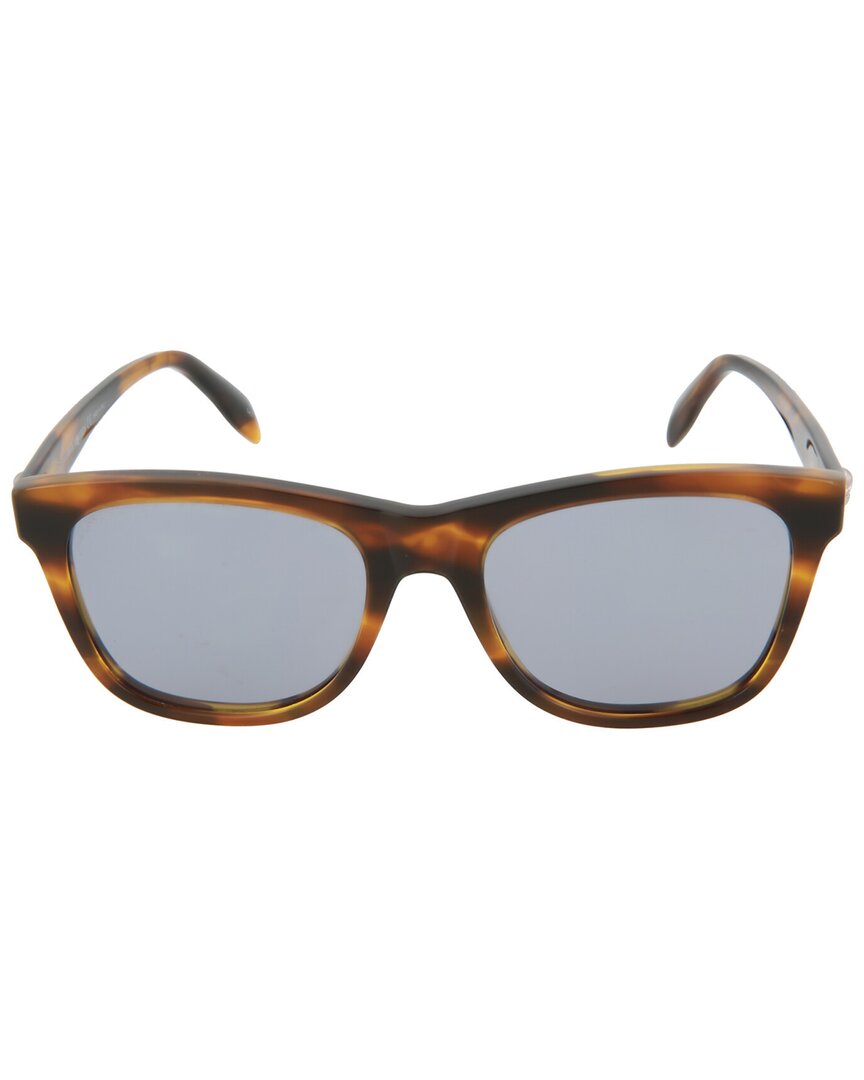 Alexander McQueen | Unisex | AM0158S 54mm Sunglasses | Yellow/Blue | Blue Lens