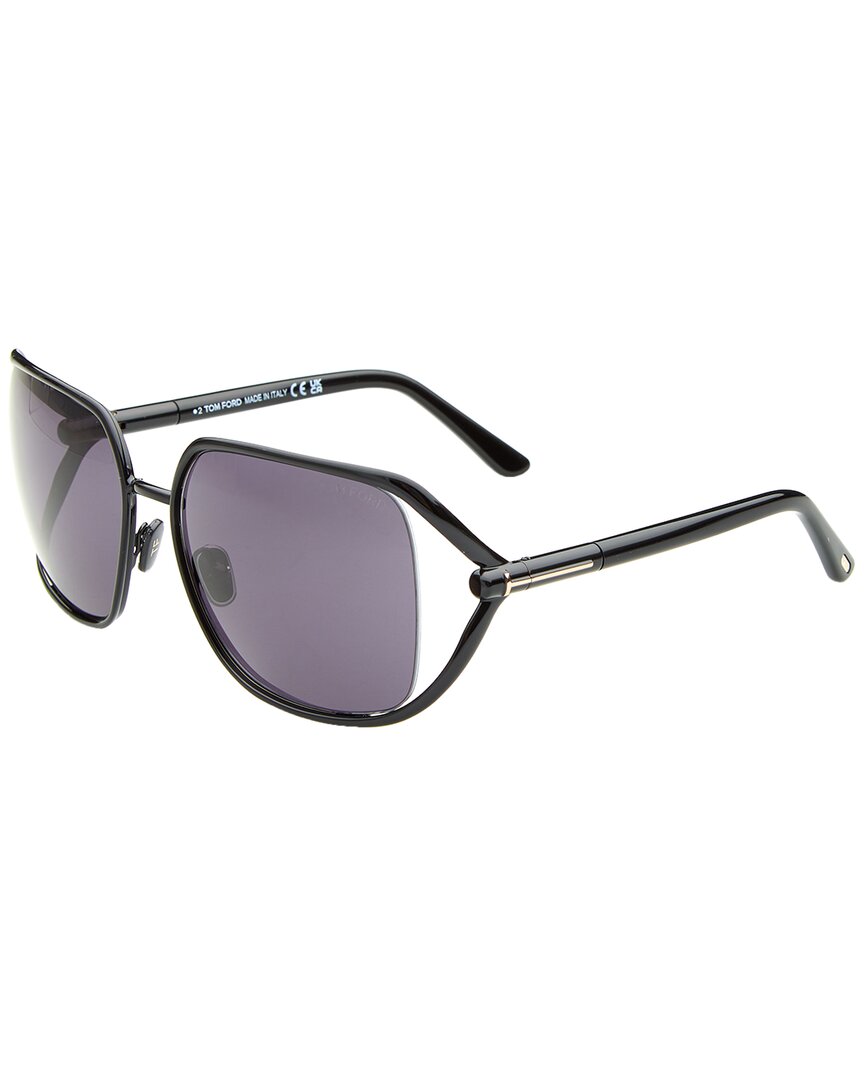 Tom Ford | Womens | Marta 60mm Sunglasses | Shiny Black | Smoke Lens
