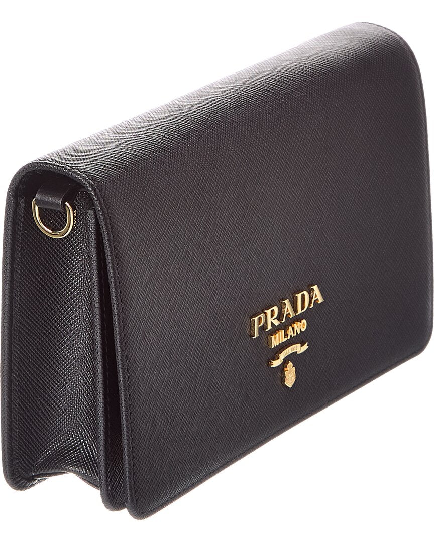 Prada | Womens | Logo Saffiano Leather Crossbody | Black