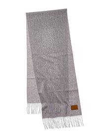 Vince | Unisex | Double-Face Solid Long Leather-Trim Wool & Cashmere-Blend Scarf | Grey