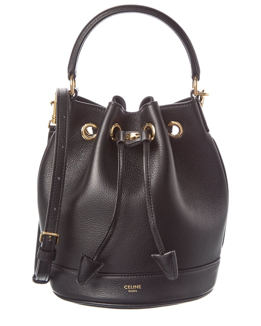 CELINE | Womens | Teen Clara Leather Bucket Bag | Black