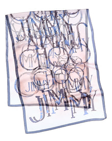 Jimmy Choo | Womens | Logo Silk Scarf | Pink/Navy Multi