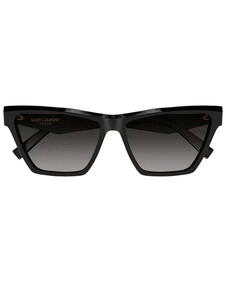 Saint Laurent | Womens | 58mm Sunglasses | Shiny Black | Black Lens