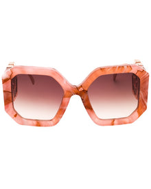 Philipp Plein | Womens | PHILIPP PLEIN SPP067 54mm Sunglasses | Opal Fuchsia Marbled Pink | Rose Brown Gradient Lens