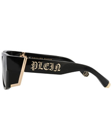 Philipp Plein | Mens | 54mm Sunglasses | Shiny Black | Smoke Tinted Lens